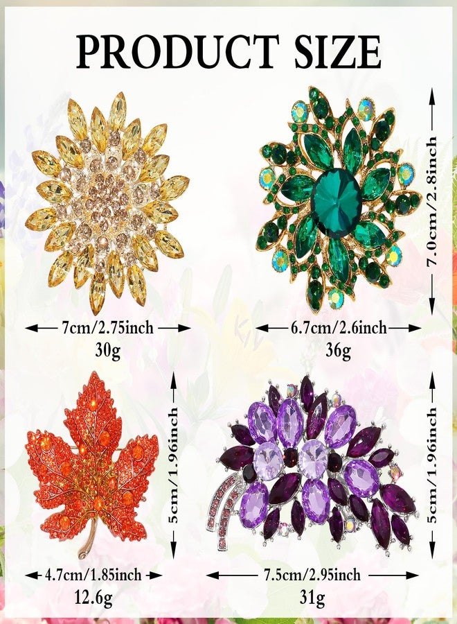 YOGEYOGE 4 Pcs Gold Brooches and Pins for Women, Pearl Brooch Vintage Rhinestone Flower Decorative Brooch Pins Clothing Brooches for Women (Mixed Colors) (Multicolor) - Image 2